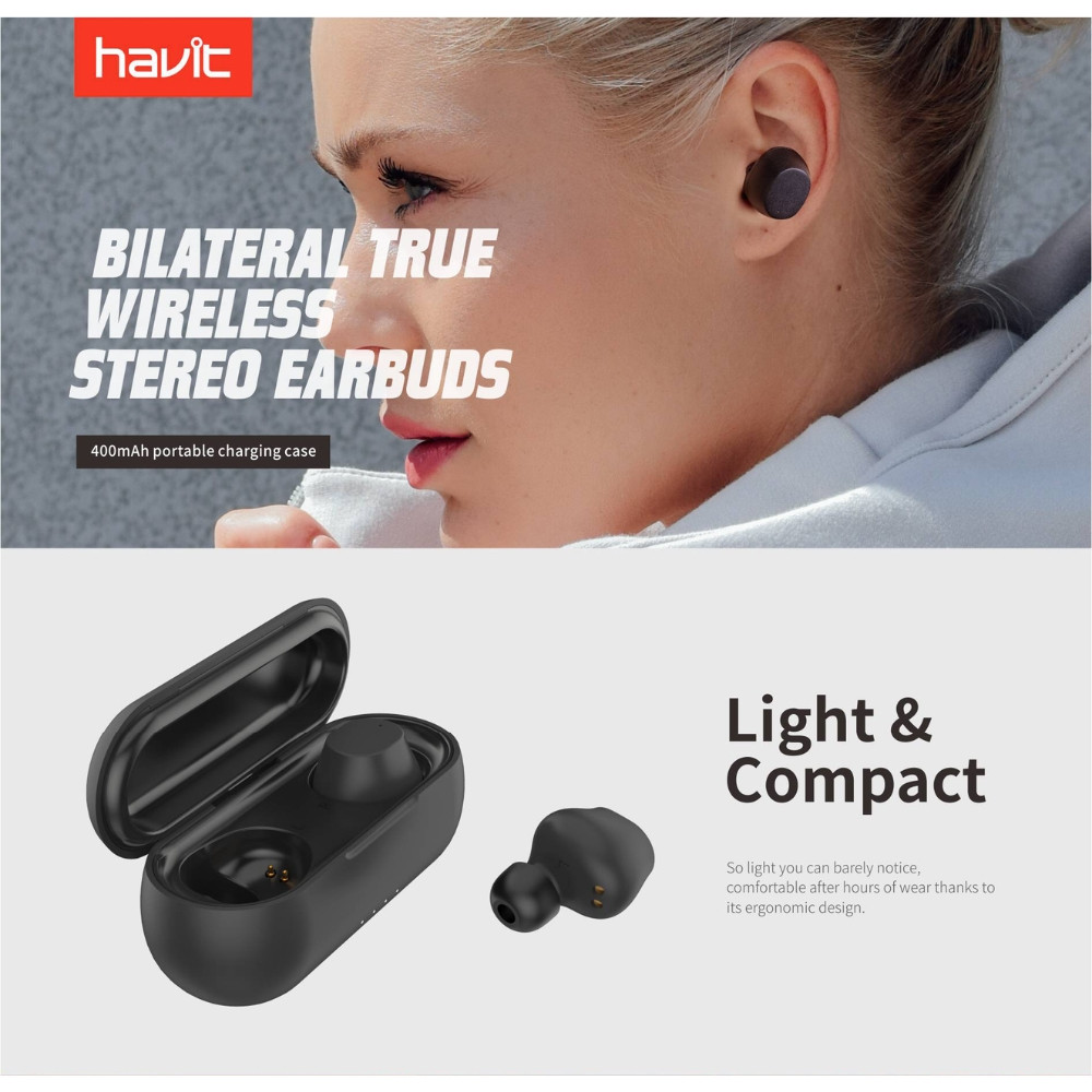 HAVIT I98 True Wireless Stereo Earbuds IPX5 waterproof Touch