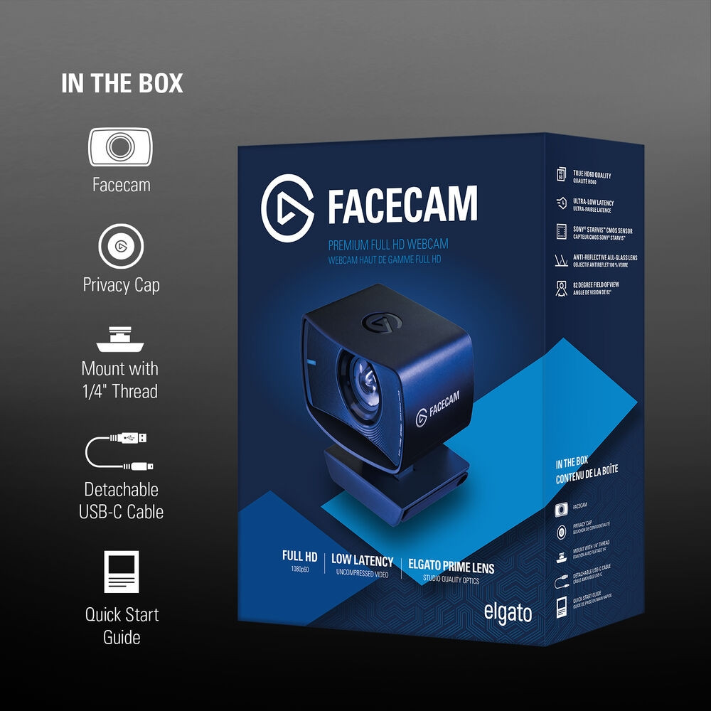  Elgato Facecam - 1080p60 True Full HD Webcam for Live