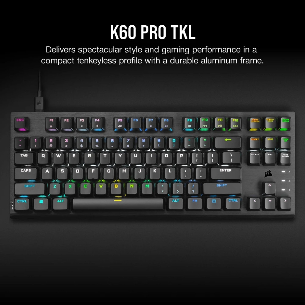 Corsair K60 PRO TKL RGB Tenkeyless Optical-Mechanical Gaming Keyboard ...