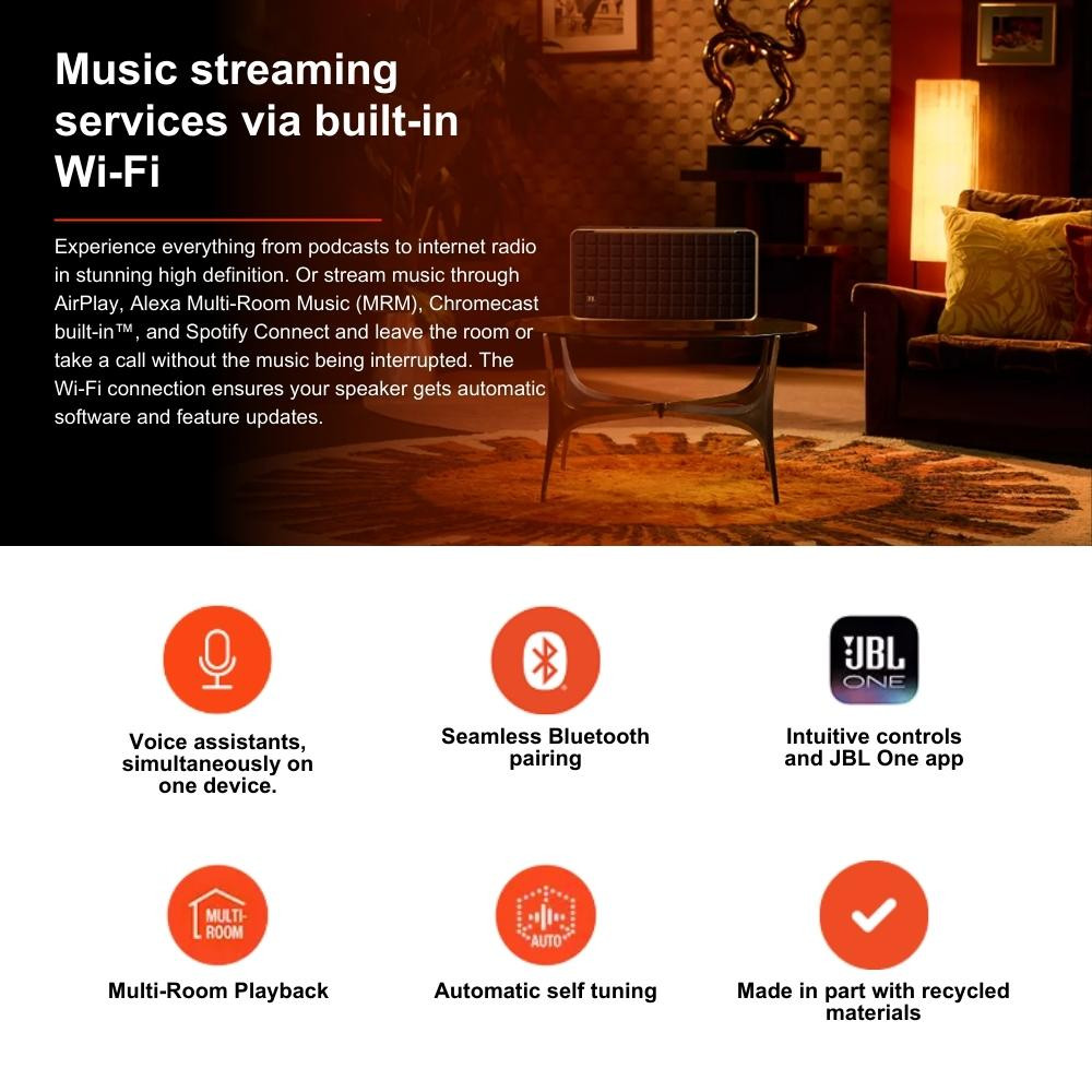 JBL Authentics 500 - Wireless Home Speaker with Bluetooth, Voice Control,  and Dolby Atmos, Multi Room Playback, Built in Alexa and Google Assistant