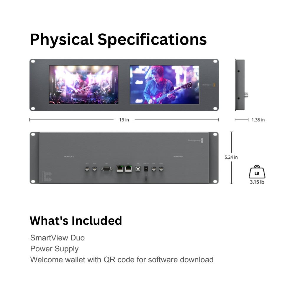 Blackmagic Design SmartView Duo 2 Rackmountable Dual 8" LCD Monitors MSL Digital Online Store